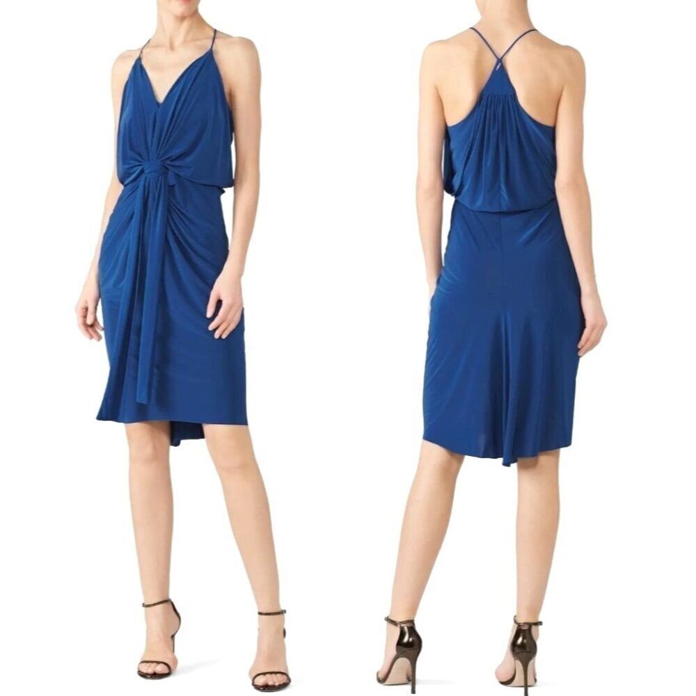 Misa Los Angeles Dress‎ Women Medium Blue Jersey Knit Racerback Domino Mini